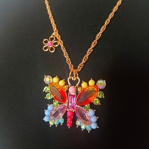 Betsey Johnson Rainbow Butterfly Necklace